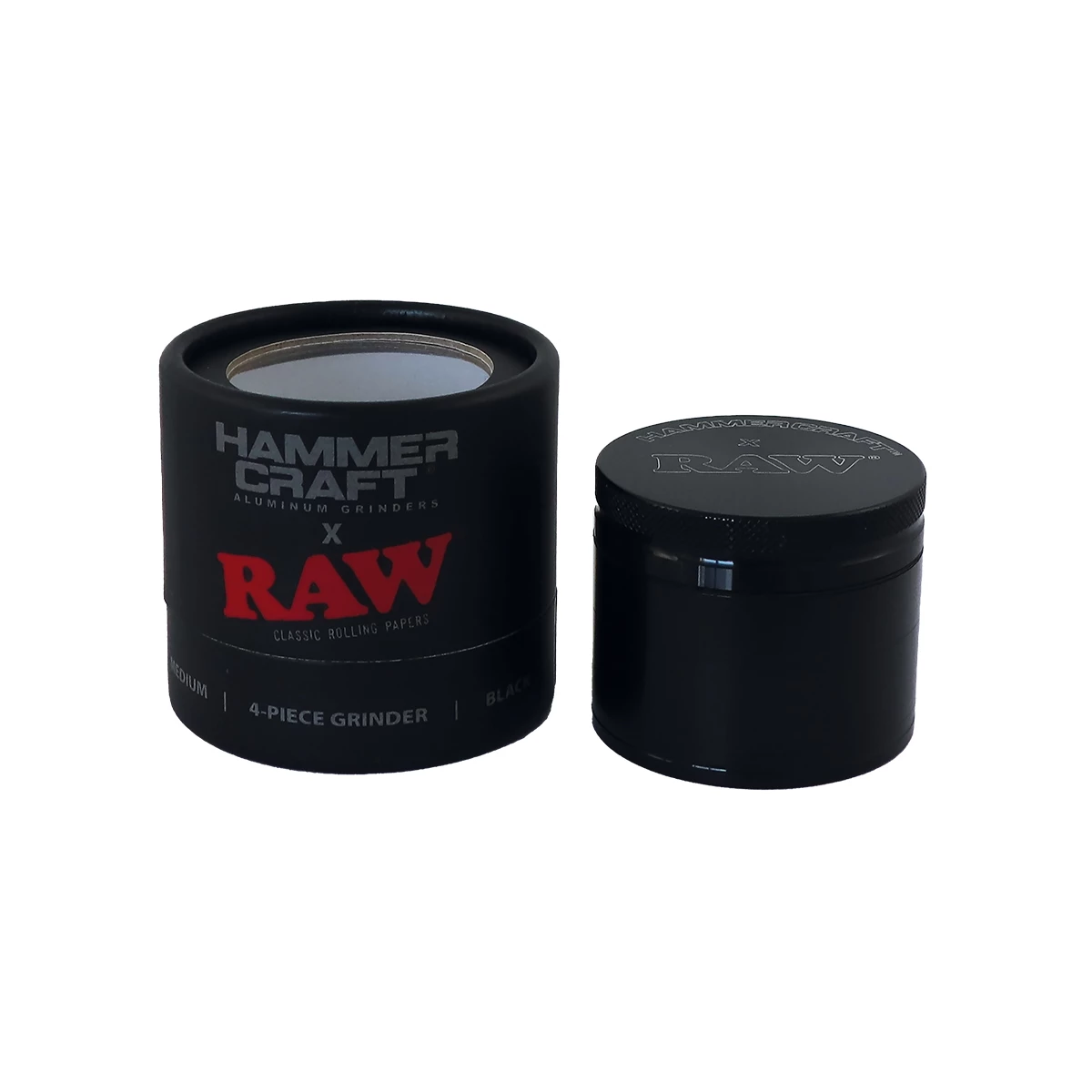 Hammercraft x RAW Grinder Black Aluminium 4-teilig Medium Ø 55 mm