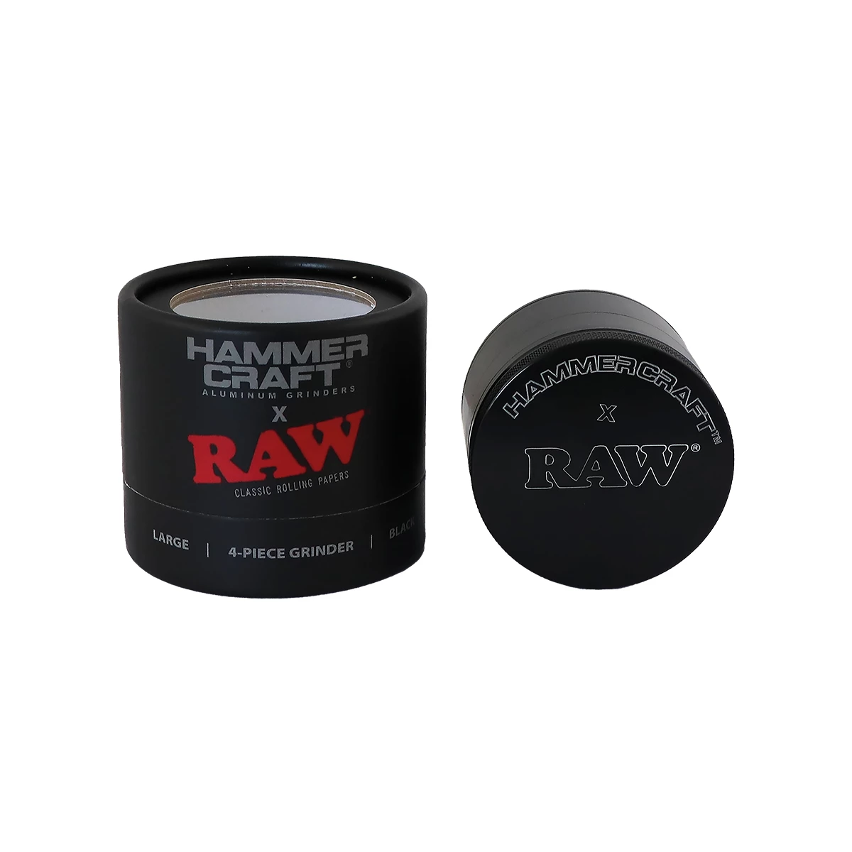 Hammercraft x RAW Grinder Black Aluminium 4-teilig Large Ø 60 mm